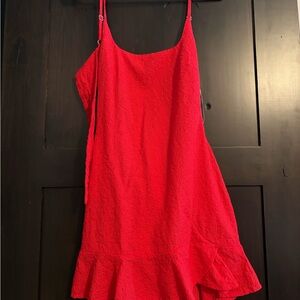 Red tie back dress